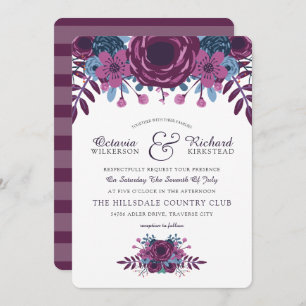 Violet Watercolor Floral Wedding Invitation