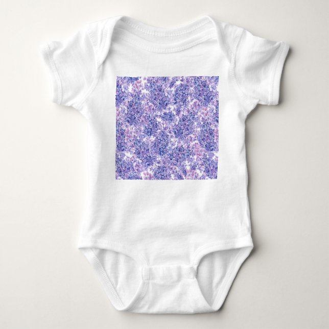 Violet watercolor lilac flowers baby bodysuit (Front)