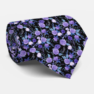 Violet watercolor lilac flowers tie