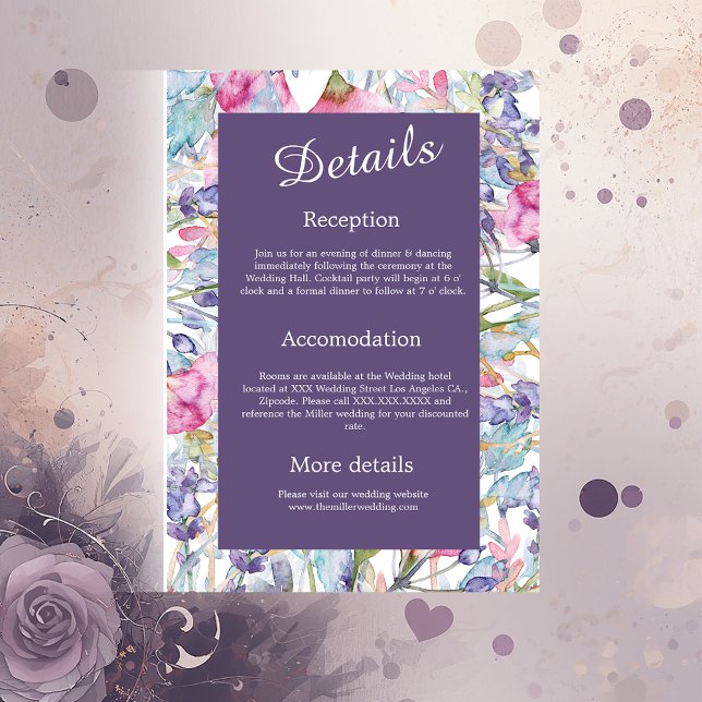violet watercolor wildflower greenery foliage enclosure card (Creator Uploaded)