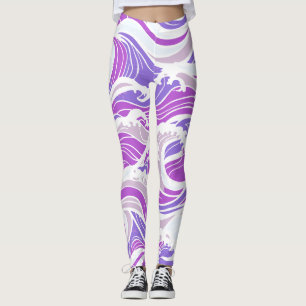 Violet Wave Pattern Leggings