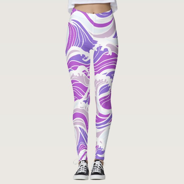 Violet Wave Pattern Leggings (Front)