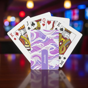 Violet Wave Pattern Playing Cards