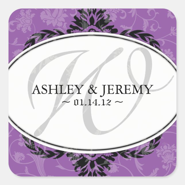 Violet Wedding Favour Stickers (Front)