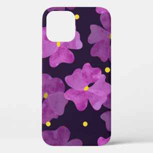 Violet Whispers: Floral Watercolor Elegance iPhone 12 Case