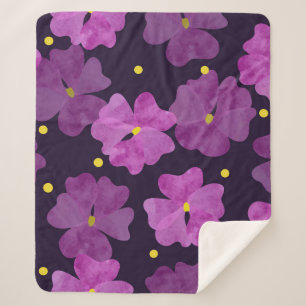 Violet Whispers: Floral Watercolor Elegance Sherpa Blanket