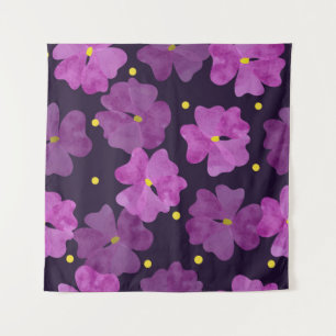 Violet Whispers: Floral Watercolor Elegance Tapestry