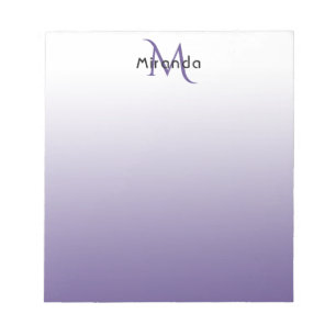 Violet white monogram name notepad
