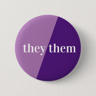 Violet White Pronoun Button They/Them