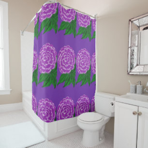 Violet White Watercolor Flowers Shower Curtain