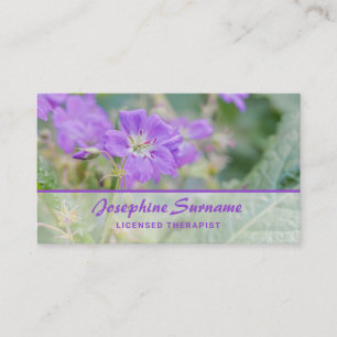 Violet Wildflower Flowers Photo Pretty Therapist  Business Card