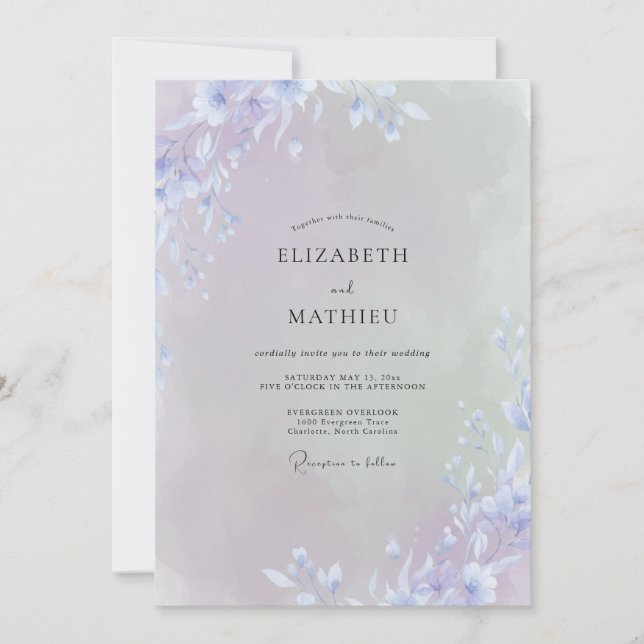 Violet Wildflower Wedding Invitation (Front)