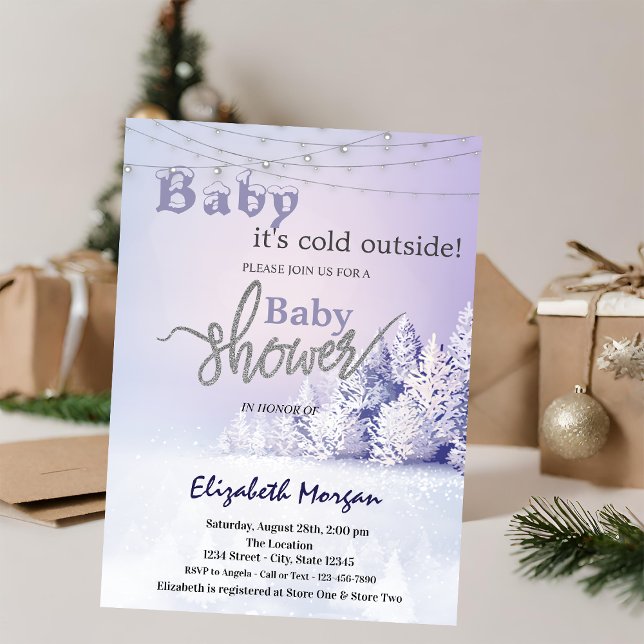 Violet Winter Landscape Forest Invitation (Creator Uploaded)