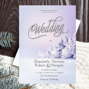 Violet Winter Landscape Forest Wedding  Invitation