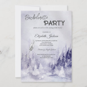 Violet Winter Landscape Snow Bachelorette Invitation