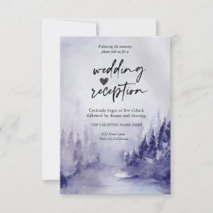 Violet Winter Landscape Snow Reception  Invitation