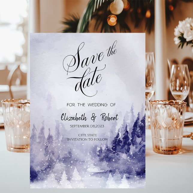 Violet Winter Landscape Snow Save The Date (Creator Uploaded)
