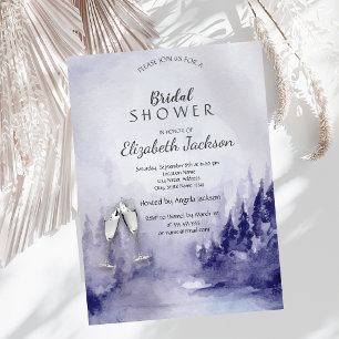 Violet Winter Landscape Wineglass Bridal Shower Invitation