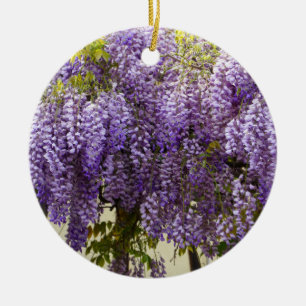 Violet Wisteria Flowers Ceramic Ornament
