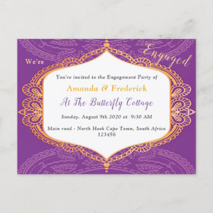Violet with Gold Mandalas Invitation Postcard