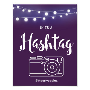 Violet with lights Hashtag sign