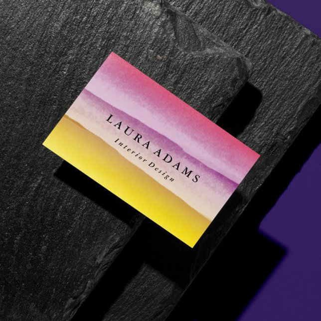Violet Yellow Brushstrokes Business Card (Creator Uploaded)