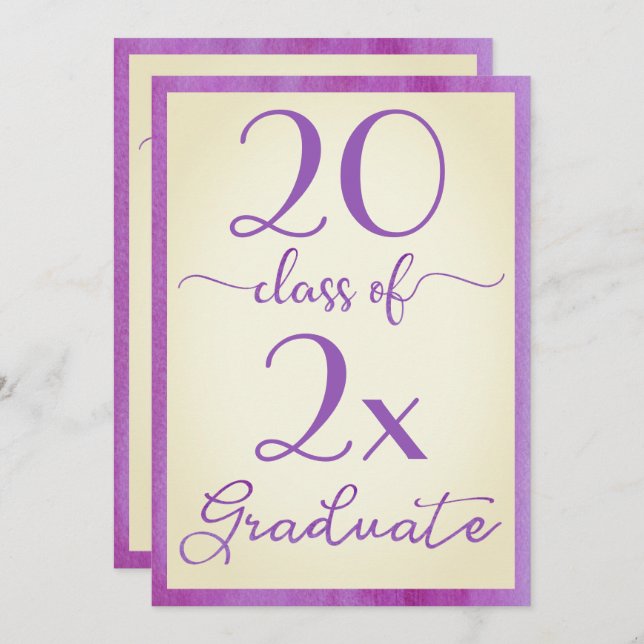 Violet Yellow Class Of Graduation Invitation (Front/Back)