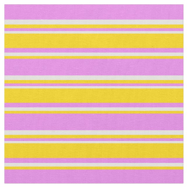 Violet, Yellow & Light Cyan Coloured Lines Fabric (Close Up)