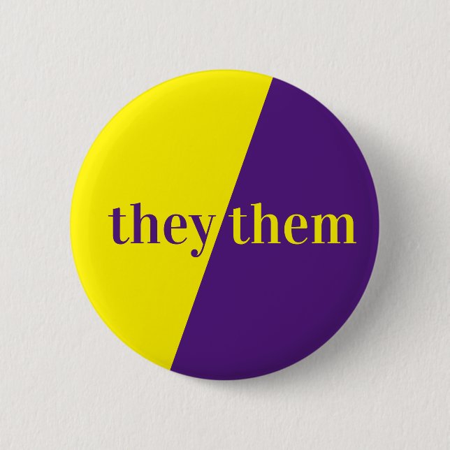 Violet Yellow Pronoun Button They/Them (Front)