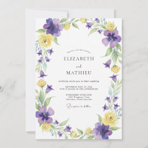 Violet Yellow Wildflower Wedding Invitation