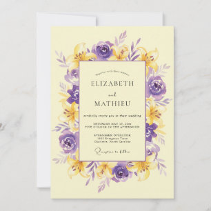 Violet Yellow Wreath Wedding Invitation