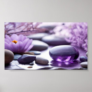 Violet Zen Stones Lotus Psychologist Therapist Poster