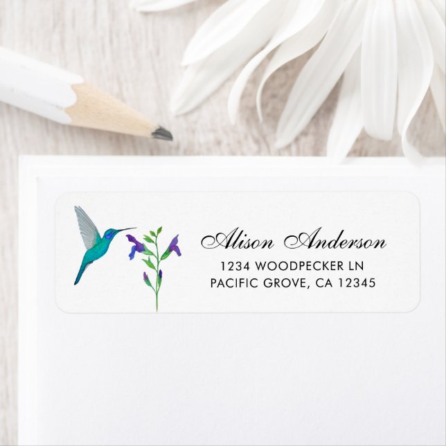 Violetear Hummingbird Return Address Label (Insitu)