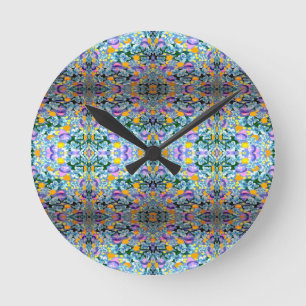 Violets And Lamps Round Clock
