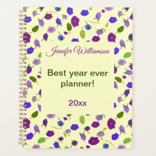 Violets and leaves surface pattern Best year ever Planner