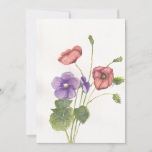 Violets and Poppies Holiday Card