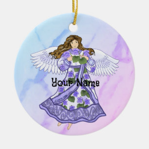 Violets Angel Ceramic Ornament