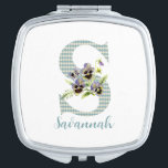 Violets & Blue Harlequin Letter S  Compact Mirror<br><div class="desc">Pretty compact mirror features capital letter 'S' in blue/white vintage harlequin pattern with added watercolor violets.</div>