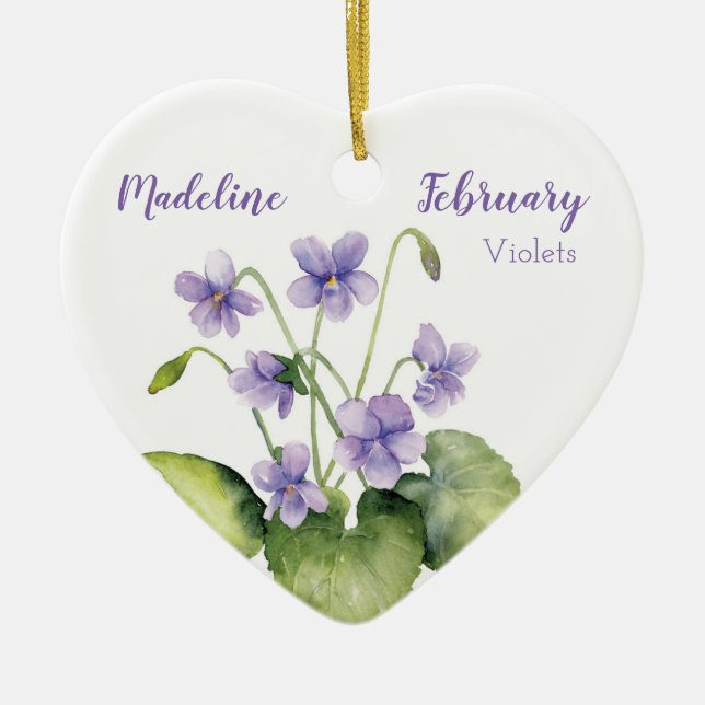 Violets February Birth Month Flower for Baby Ceramic Ornament (Front)
