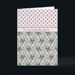 Violets, February Birthday Card, Granddaughter Card<br><div class="desc">A pretty Birthday Card for a Granddaughter,  with mix'n'match patterns of Violets and Mauve Polka Dots on an Ecru background; from a hand-painted,  watercolour motif by Judy Adamson.</div>