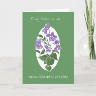 Violets, February Birthday Card, Mother-in-law Card