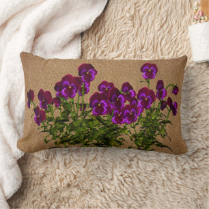 Violets Floral Art Lumbar Cushion