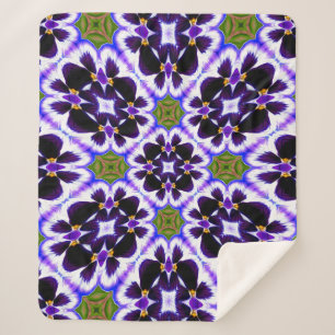 Violets Flower Pattern Sherpa Blanket