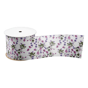 Violets Garlands Satin Ribbon 3"