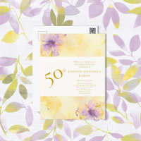 Violets Gold 50th Wedding Anniversary Invitation