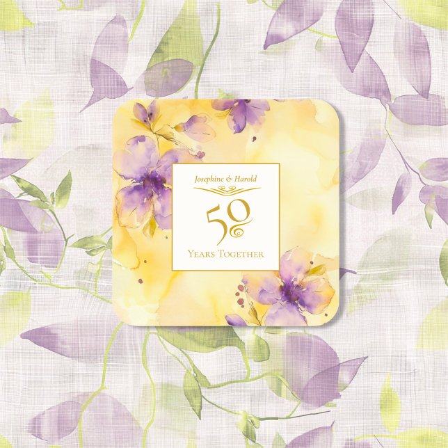 Violets Gold 50th Wedding Anniversary Sticker (Violets Gold 50th Wedding Anniversary Sticker)
