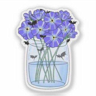 Violets in a jar with little dragons