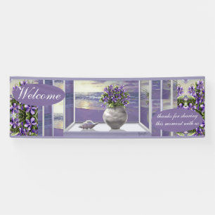 Violets in a moon jar banner