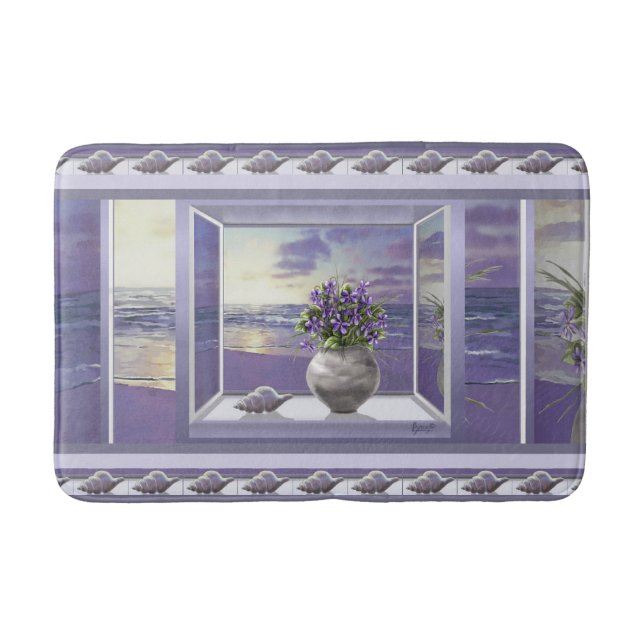 violets in a moon jar bath mat (Front)