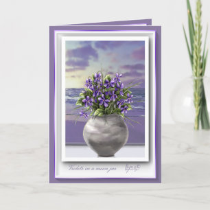 violets in a moon jar birthday card